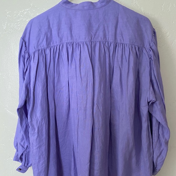 Ichi Antiquites Linen Lavender Poet Blouse made in Japan - Picture 2 of 4